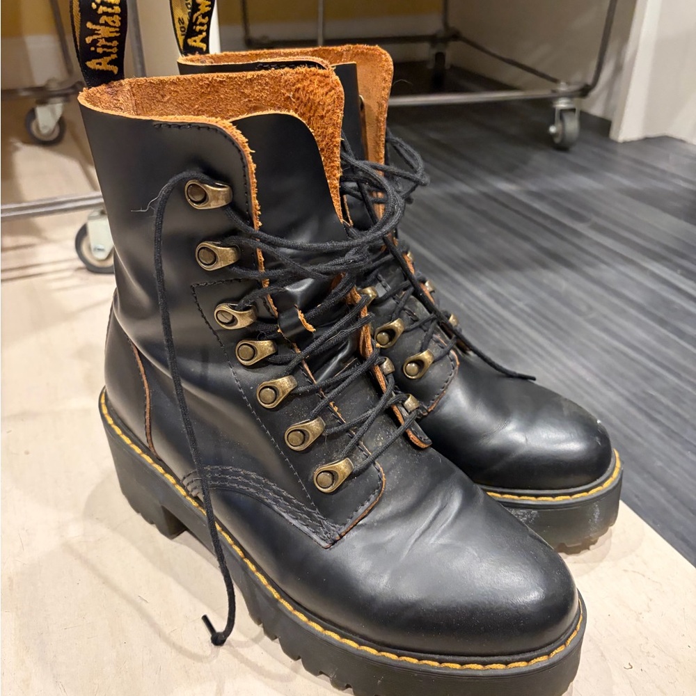 Dr. Martens Black and Brown Combat Boots
